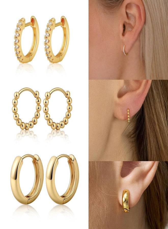 Tasiso Small Hoop Earrings for Women, 6 Pair 14K Gold Plated Lightweight Huggie Hoop Earrings Hypoallergenic Earring Set Earrings Pack for Women Trendy Jewelry Gifts - Image 5
